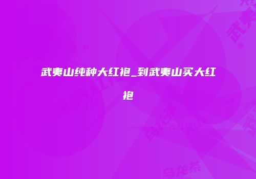 武夷山纯种大红袍_到武夷山买大红袍