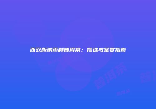 西双版纳雨林普洱茶：挑选与鉴赏指南