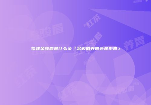 福建金骏眉是什么茶「金骏眉养胃还是伤胃」
