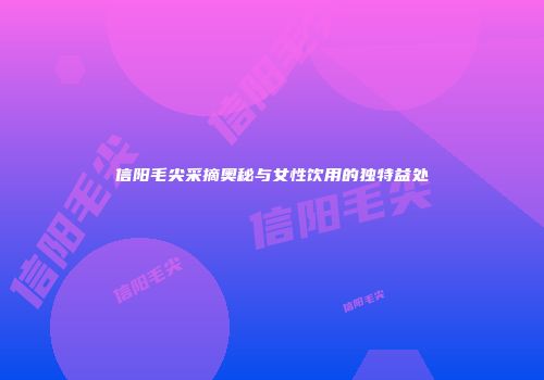 信阳毛尖采摘奥秘与女性饮用的独特益处