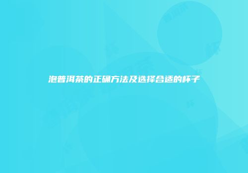 泡普洱茶的正确方法及选择合适的杯子
