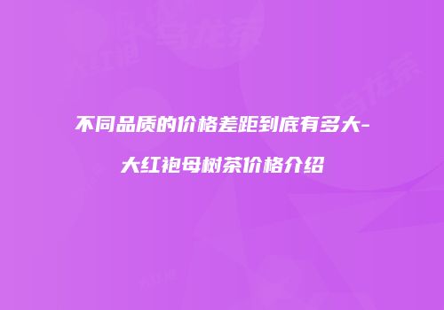 不同品质的价格差距到底有多大-大红袍母树茶价格介绍