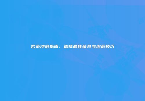 岩茶冲泡指南：选择最佳茶具与泡茶技巧