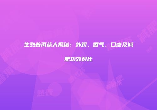 生熟普洱茶大揭秘：外观、香气、口感及减肥功效对比