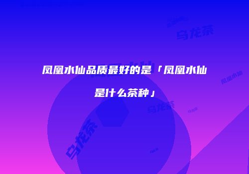 凤凰水仙品质最好的是「凤凰水仙是什么茶种」