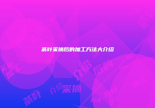 茶叶采摘后的加工方法大介绍