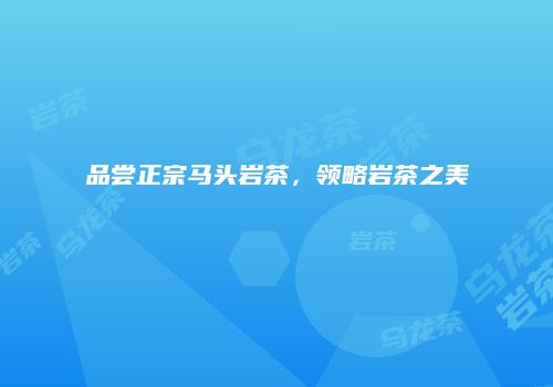 品尝正宗马头岩茶，领略岩茶之美