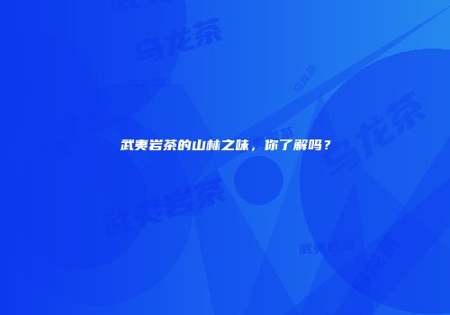 武夷岩茶的山林之味，你了解吗？