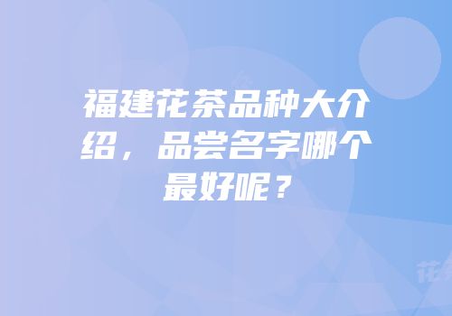 福建花茶品种大介绍，品尝名字哪个最好呢？