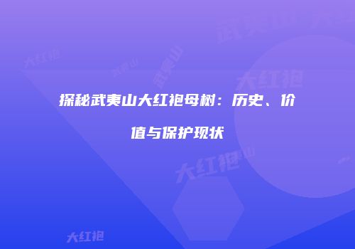 探秘武夷山大红袍母树：历史、价值与保护现状