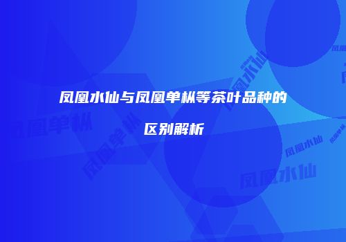 凤凰水仙与凤凰单枞等茶叶品种的区别解析