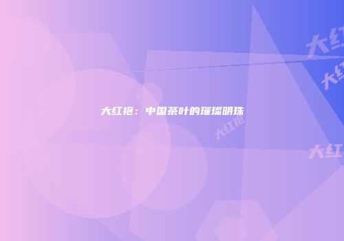 大红袍：中国茶叶的璀璨明珠