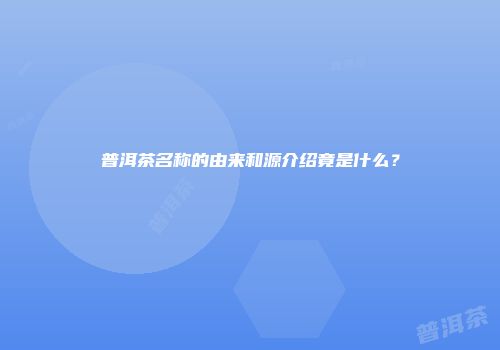 普洱茶名称的由来和源介绍竟是什么？