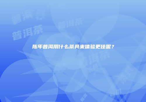 陈年普洱用什么茶具来体验更佳呢？