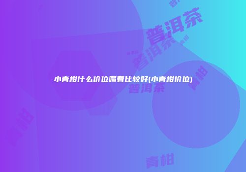小青柑什么价位喝着比较好(小青柑价位)