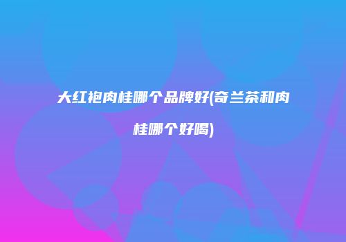 大红袍肉桂哪个品牌好(奇兰茶和肉桂哪个好喝)