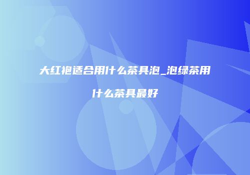 大红袍适合用什么茶具泡_泡绿茶用什么茶具最好