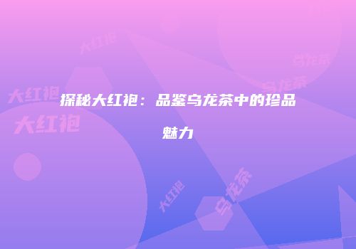 探秘大红袍：品鉴乌龙茶中的珍品魅力