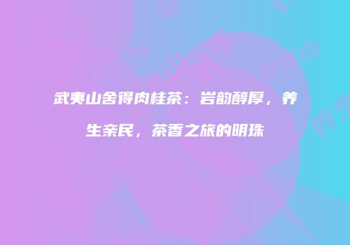 武夷山舍得肉桂茶：岩韵醇厚，养生亲民，茶香之旅的明珠