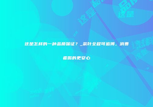 这是怎样的一种品质保证？_茶叶全程可追溯，消费者喝的更安心