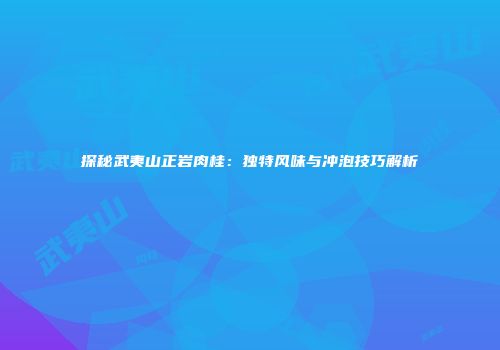 探秘武夷山正岩肉桂：独特风味与冲泡技巧解析