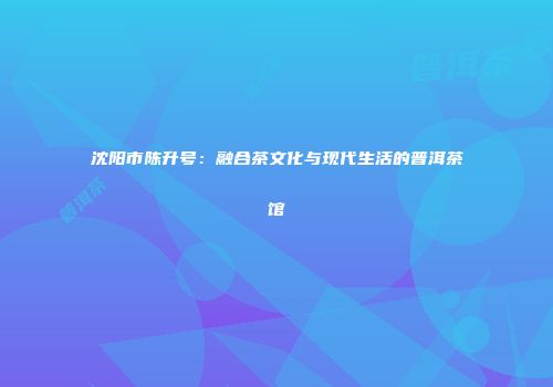 沈阳市陈升号：融合茶文化与现代生活的普洱茶馆