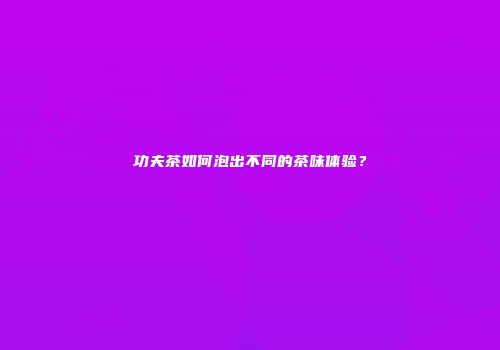 功夫茶如何泡出不同的茶味体验？