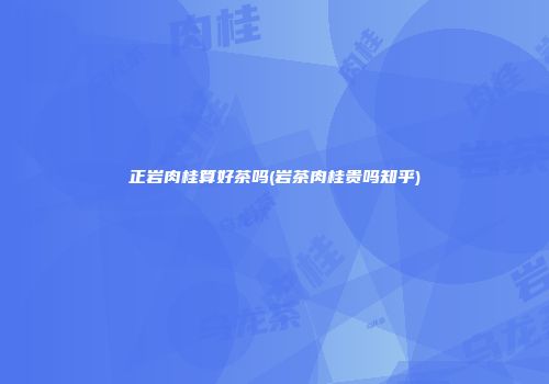 正岩肉桂算好茶吗(岩茶肉桂贵吗知乎)