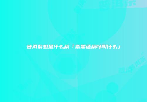普洱紫魁是什么茶「紫黑色茶叶叫什么」