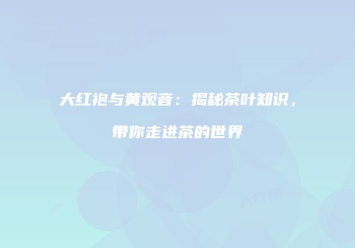 大红袍与黄观音：揭秘茶叶知识，带你走进茶的世界
