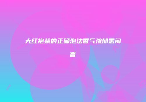 大红袍茶的正确泡法香气浓郁需闷香