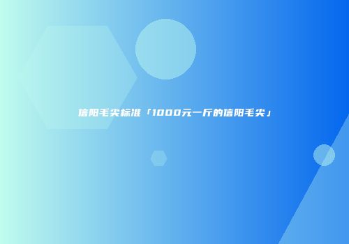 信阳毛尖标准「1000元一斤的信阳毛尖」