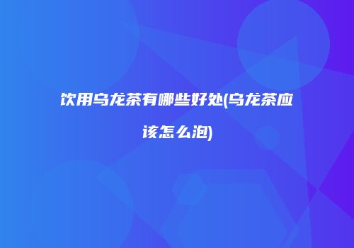 饮用乌龙茶有哪些好处(乌龙茶应该怎么泡)