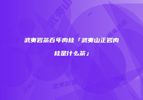 武夷岩茶百年肉桂「武夷山正岩肉桂是什么茶」