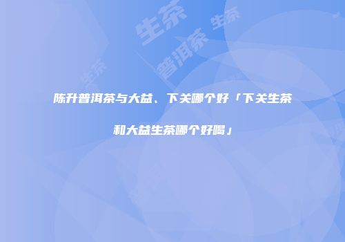 陈升普洱茶与大益、下关哪个好「下关生茶和大益生茶哪个好喝」