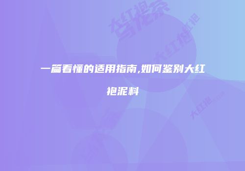 一篇看懂的适用指南,如何鉴别大红袍泥料