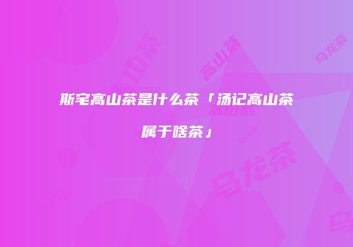 斯宅高山茶是什么茶「汤记高山茶属于啥茶」