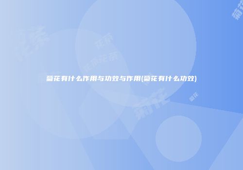 菊花有什么作用与功效与作用(菊花有什么功效)