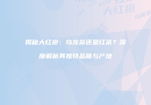 揭秘大红袍：乌龙茶还是红茶？深度解析其独特品质与产地