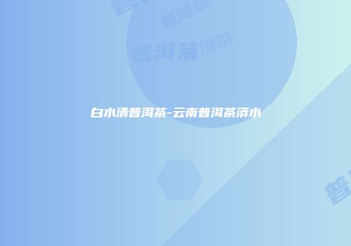 白水清普洱茶-云南普洱茶漭水
