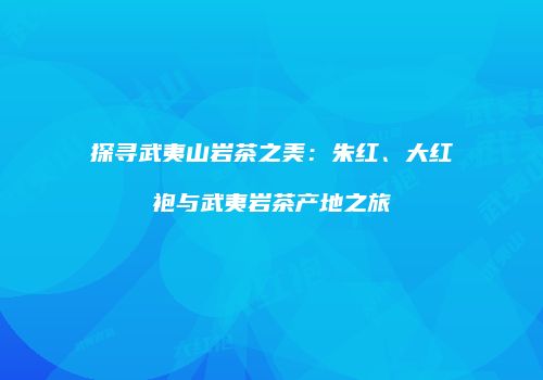探寻武夷山岩茶之美：朱红、大红袍与武夷岩茶产地之旅