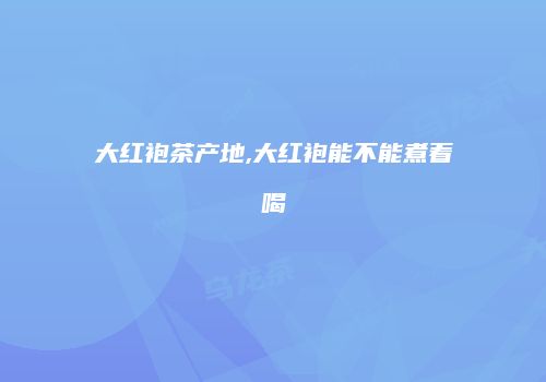 大红袍茶产地,大红袍能不能煮着喝