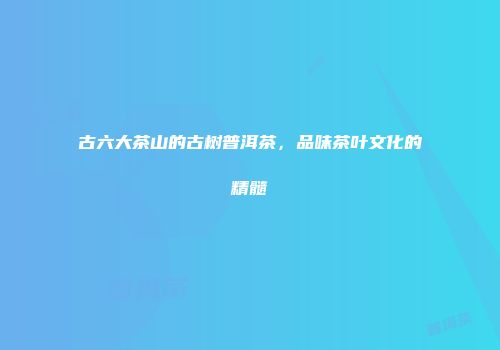 古六大茶山的古树普洱茶，品味茶叶文化的精髓