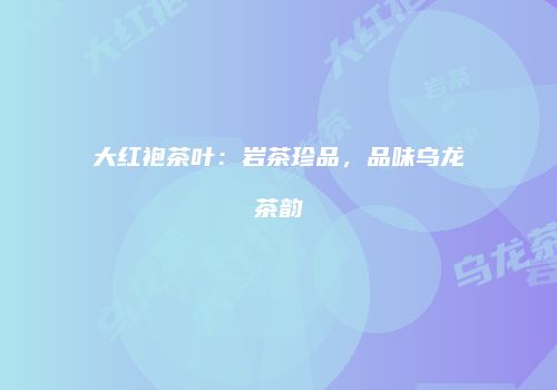 大红袍茶叶：岩茶珍品，品味乌龙茶韵