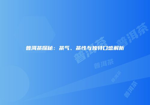 普洱茶探秘：茶气、茶性与独特口感解析
