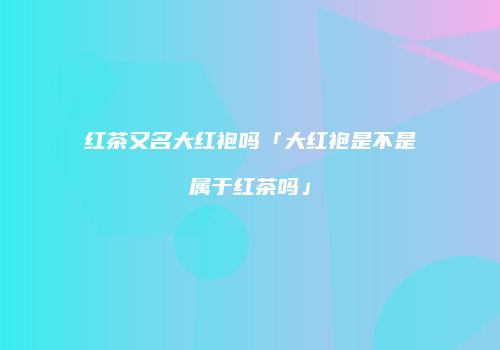 红茶又名大红袍吗「大红袍是不是属于红茶吗」