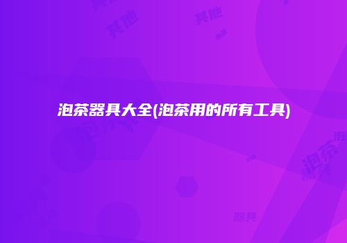 泡茶器具大全(泡茶用的所有工具)