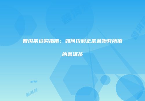 普洱茶选购指南：如何找到正宗且物有所值的普洱茶