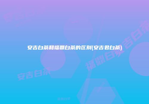 安吉白茶和福鼎白茶的区别(安吉君白茶)