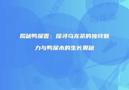 揭秘鸭屎香：探寻乌龙茶的独特魅力与鸭屎木的生长奥秘